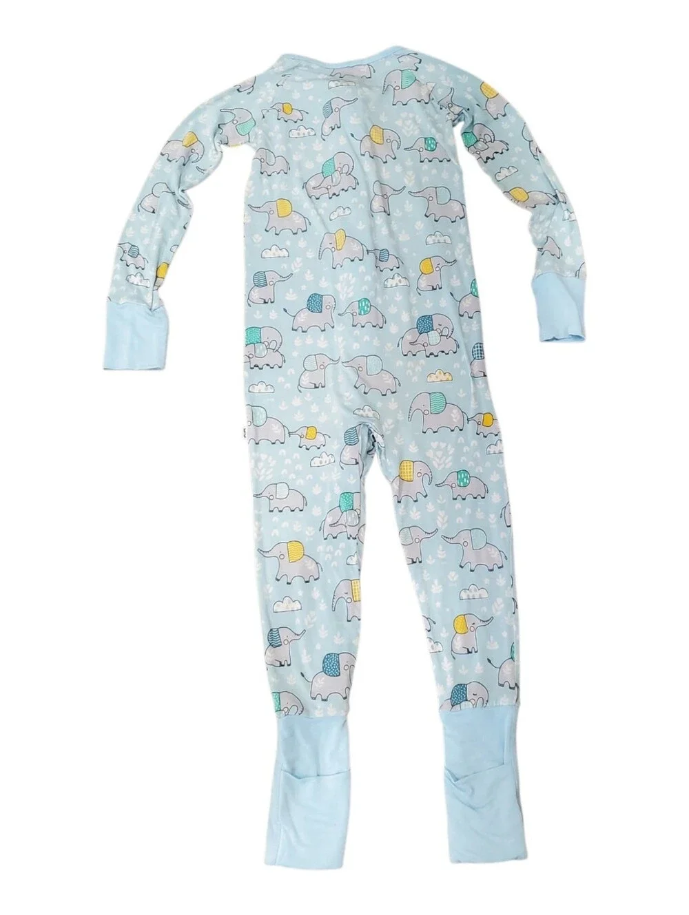 Little Sleepies One-Piece Pajamas Light Blue Elephant Print Kids 3T